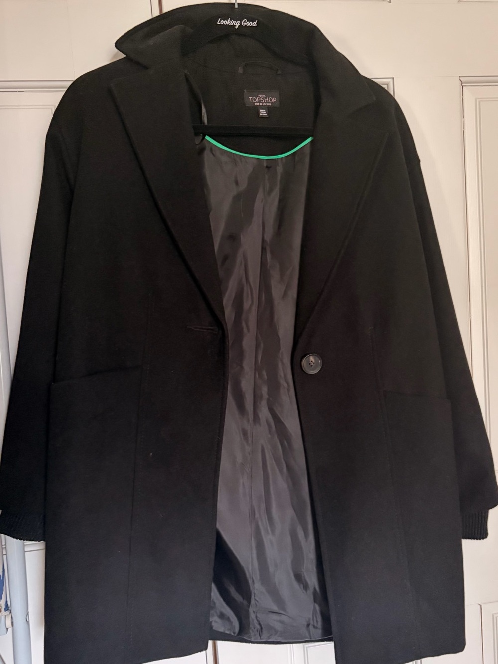 Topshop Wool Black Slouch Coat